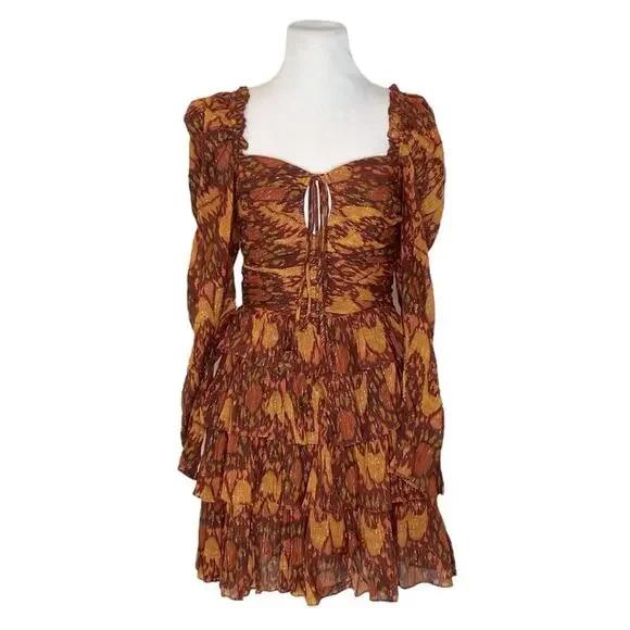 Ulla Johnson Mini Dress in Brown and Orange - Picture 6 of 9